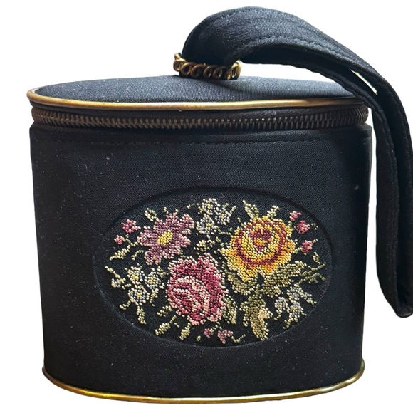 1940s RARE Small Vintage Tapestry petite point Hard bodied Bag Purse wristlet - Picture 3 of 6